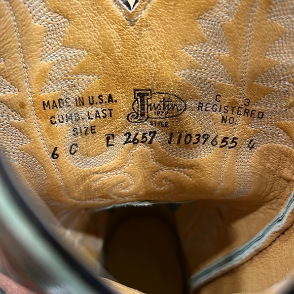 Justin Millisa Teal Green Leather Cowboy Boots NEW - Picture 10 of 11